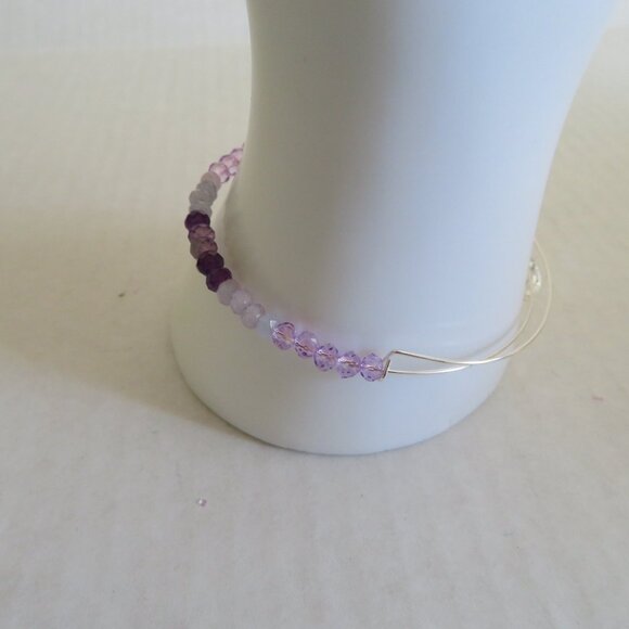 Alex and Ani Multi Purple Beaded Bangle/Bracelet, Shiny Silver, EUC - Picture 7 of 7